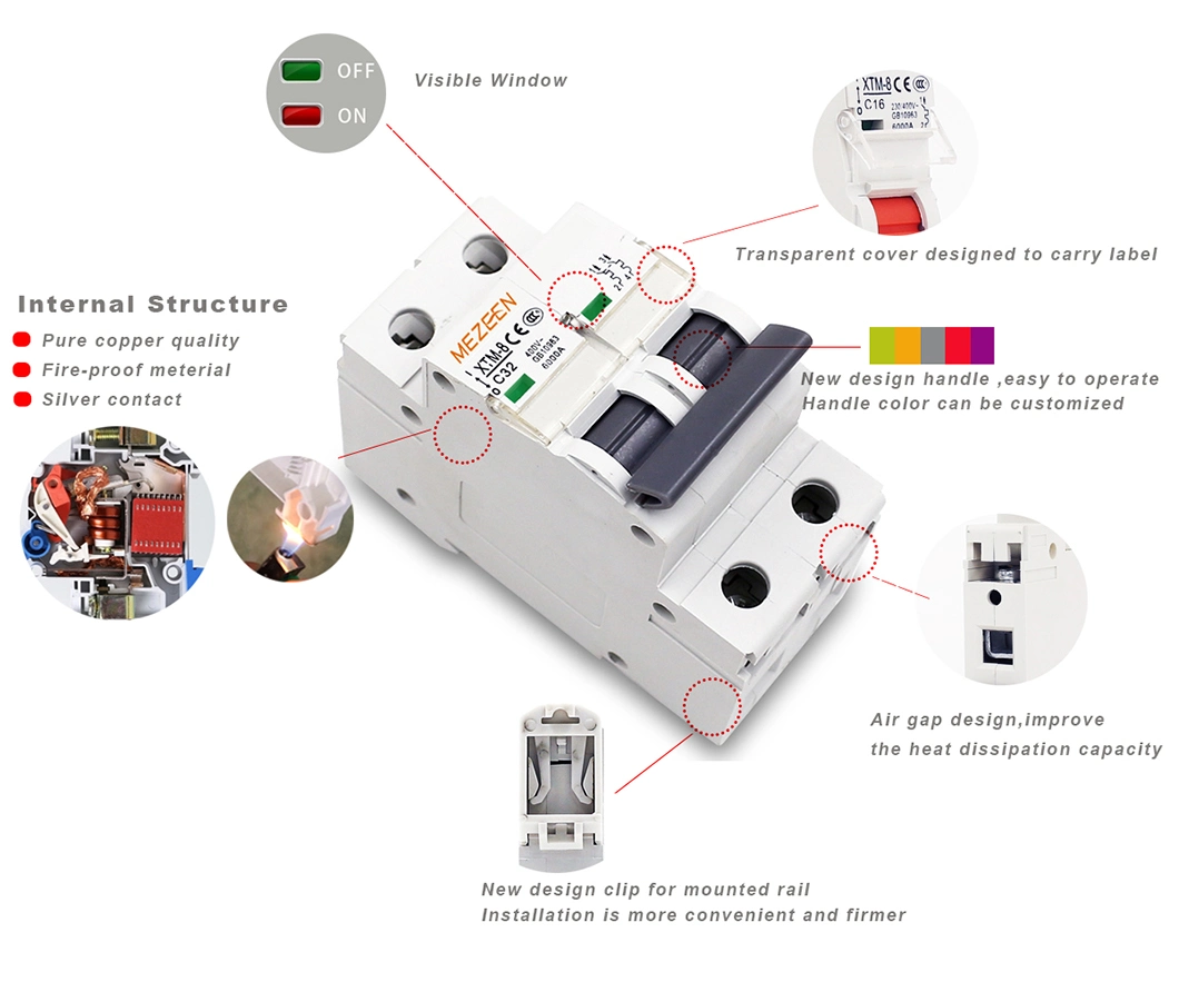 Miniature Circuit Breaker AC 230V-400V 32A Breaking Capacity 6ka MCB